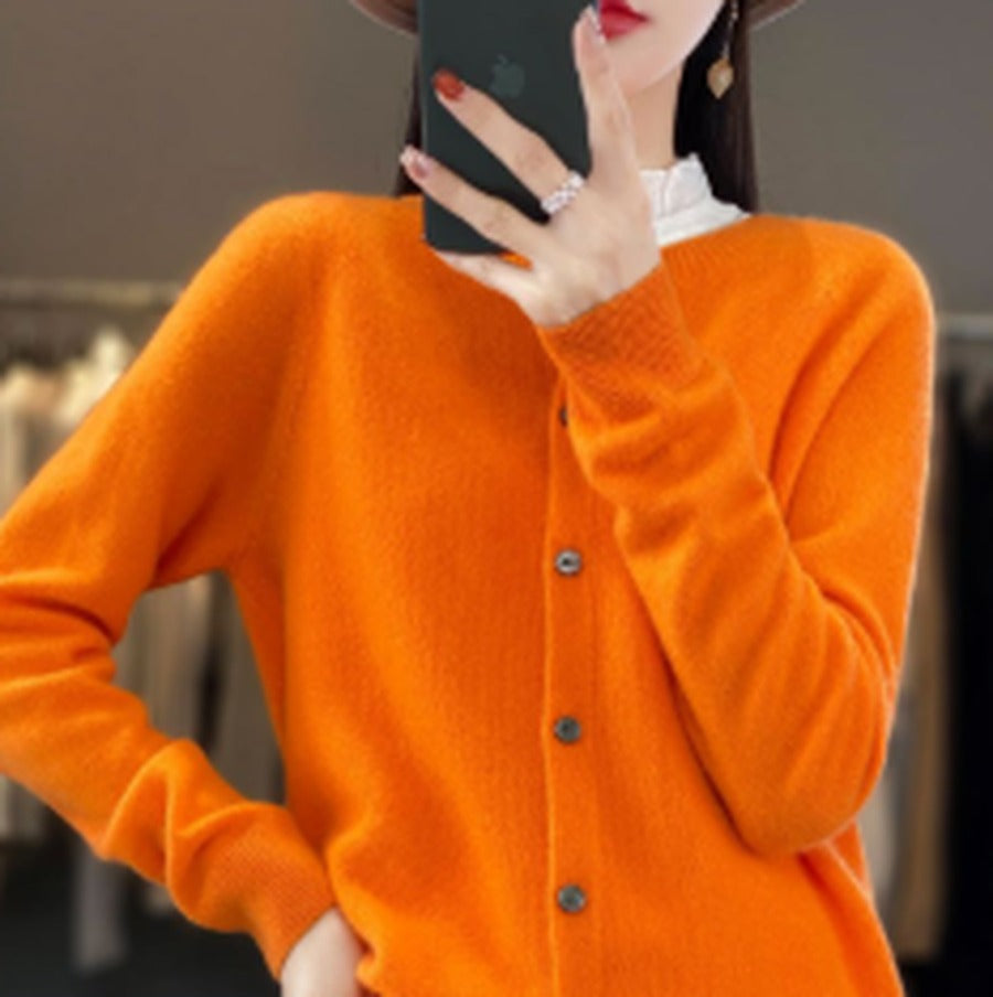 Women's Relaxed Cardigan with Neat Button Front