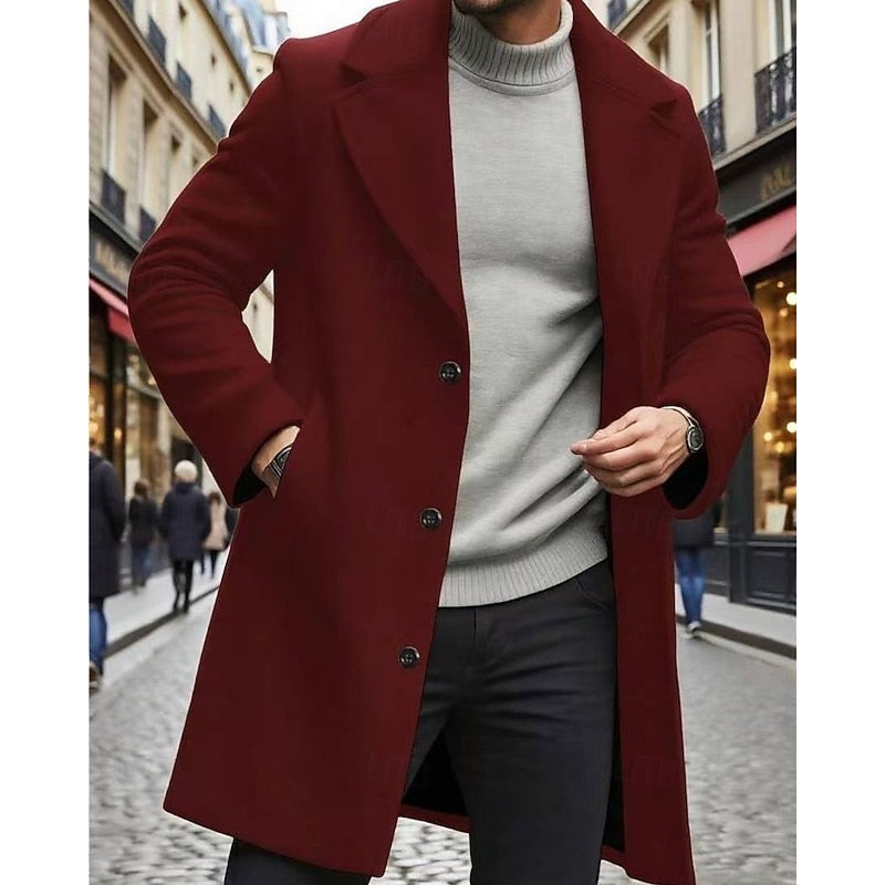 Men's Long Topcoat with Roomy Front Pockets