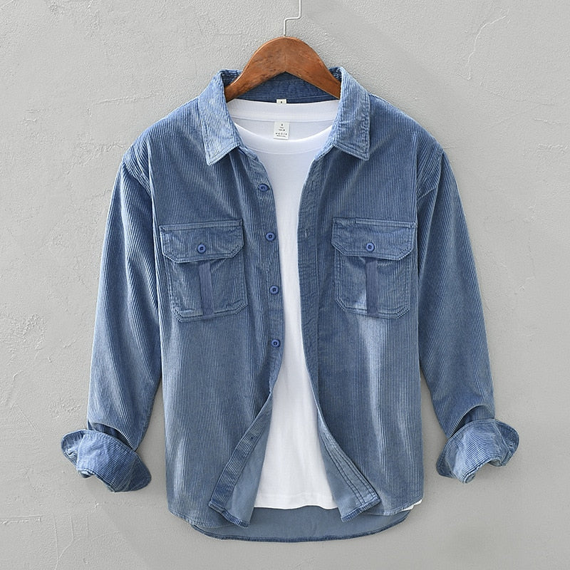 Men's Two-Pocket Textured Button-Front Shirt Jacket
