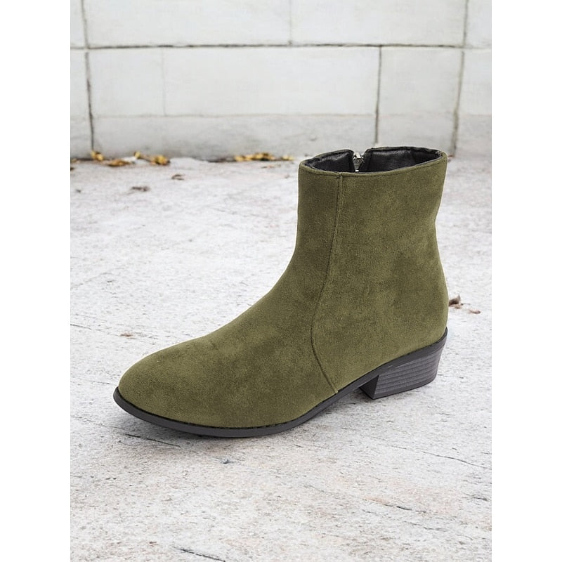 Women's Low Heel Side Zip Tailored Booties