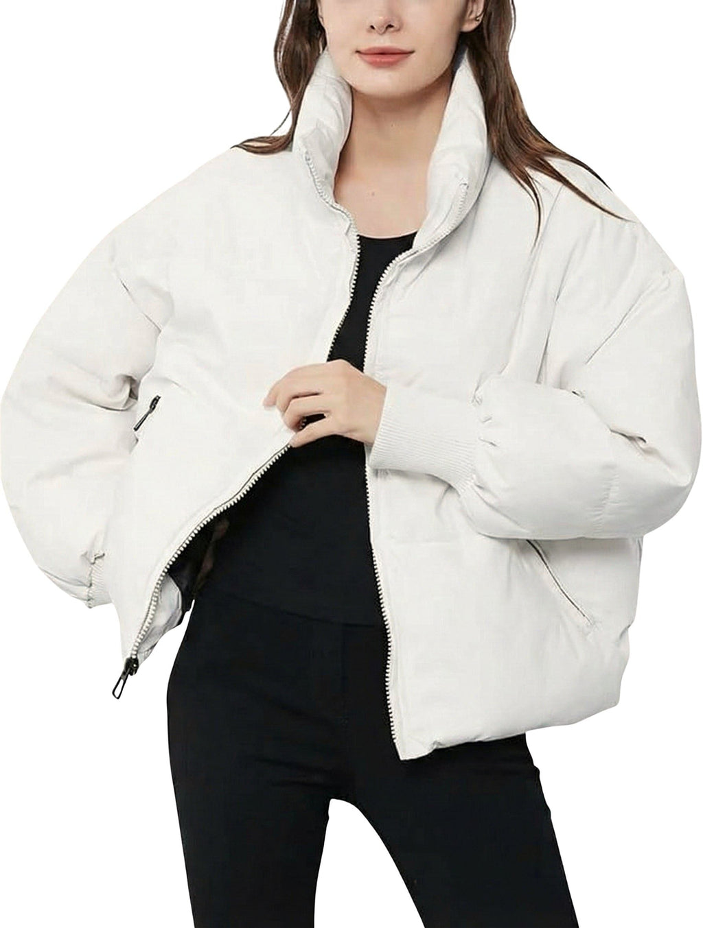 Women's Waist-Length Zip Front Padded Jacket