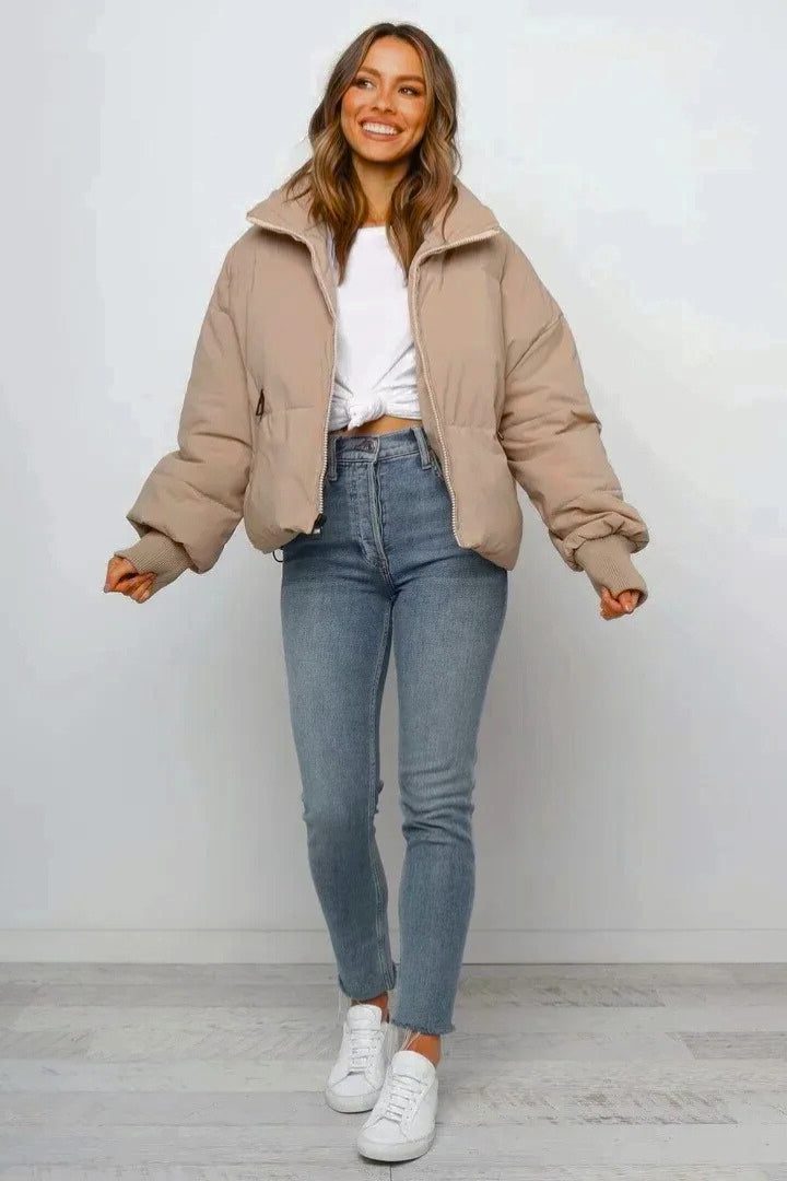 Women's Waist-Length Zip Front Padded Jacket