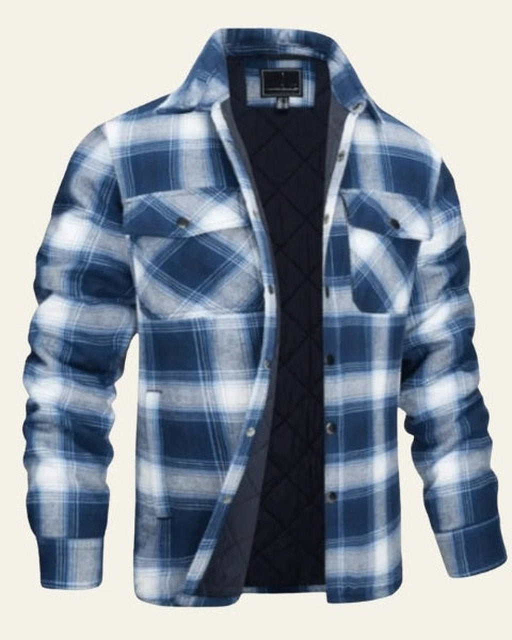 Men's Warm Checked Snap Button Shirt Coat