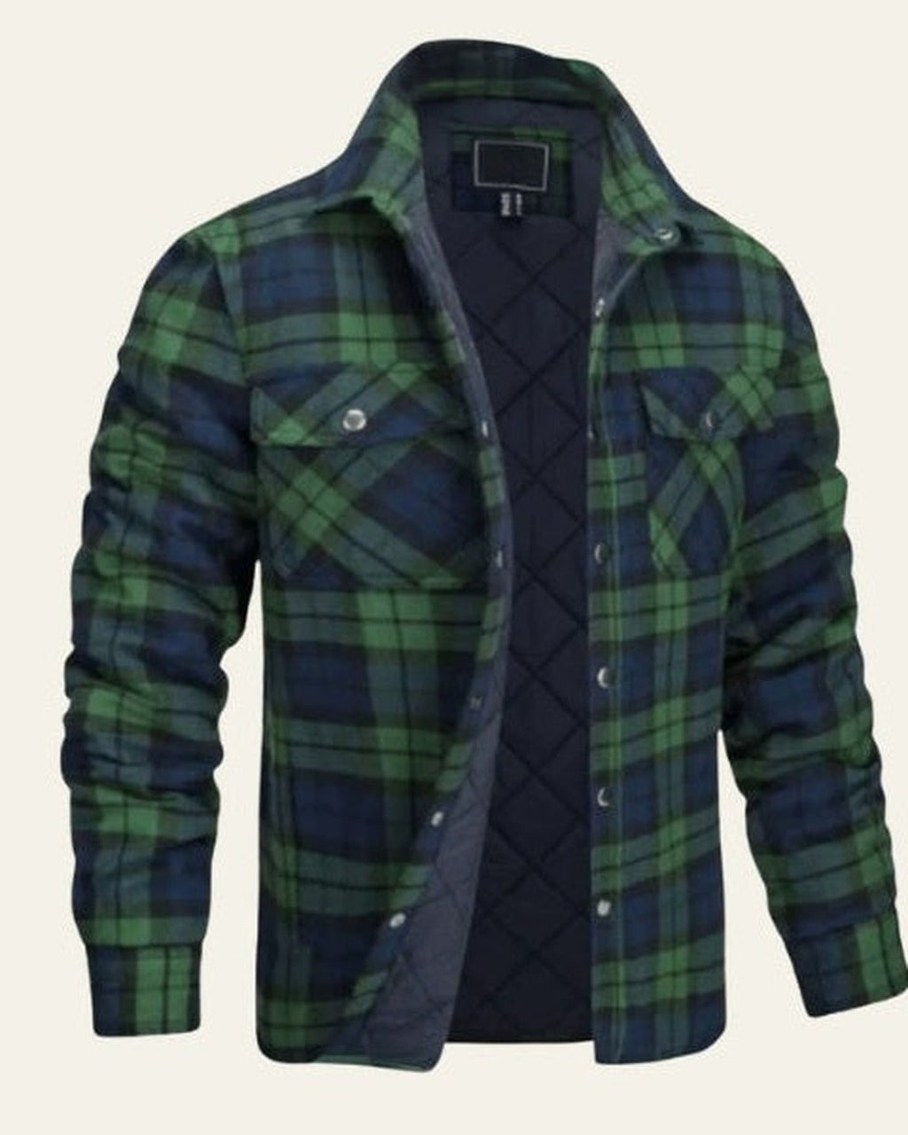 Men's Warm Checked Snap Button Shirt Coat