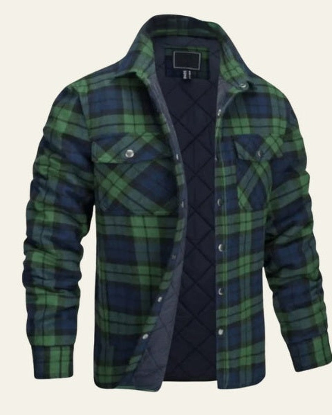 Men's Warm Checked Snap Button Shirt Coat