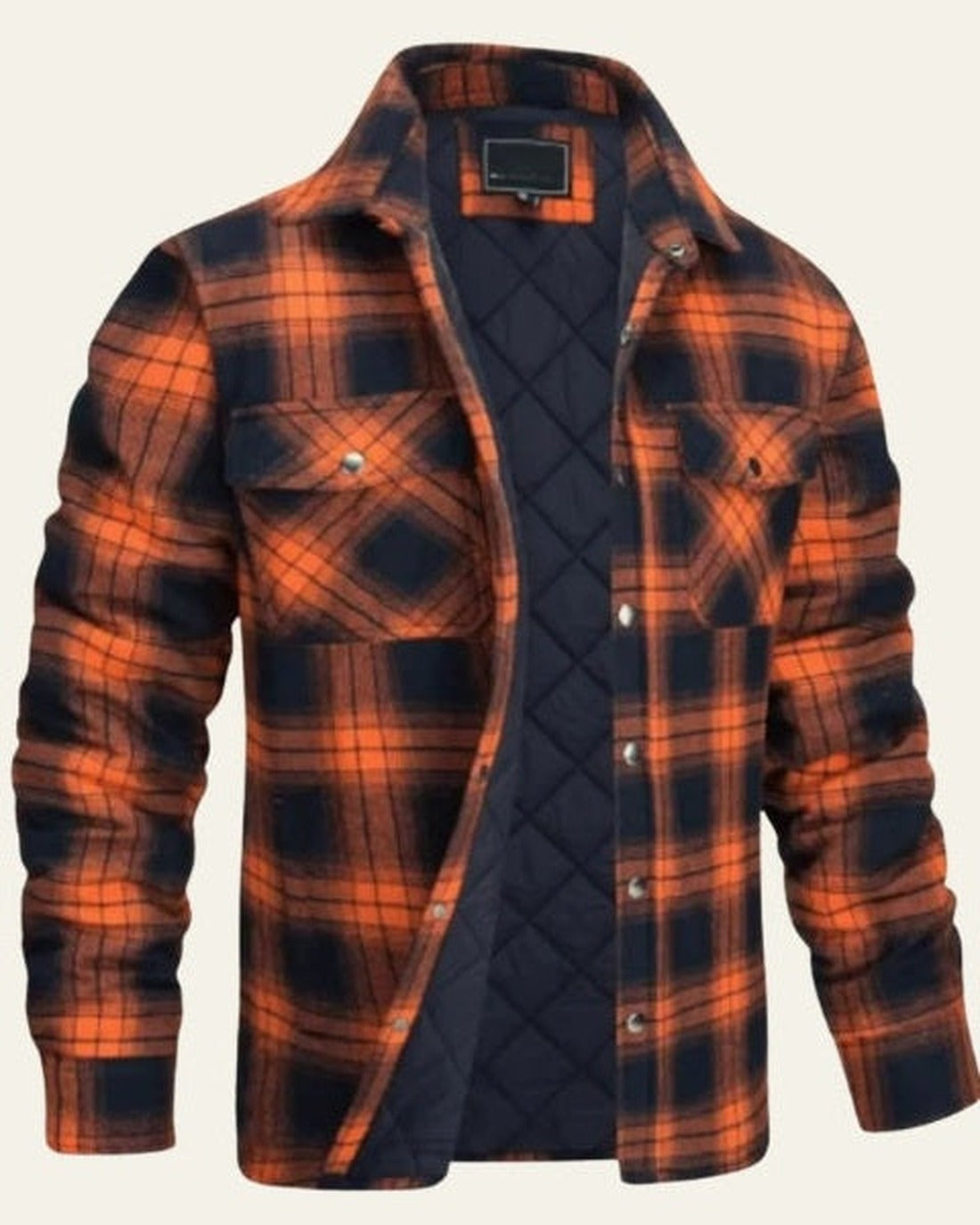 Men's Warm Checked Snap Button Shirt Coat