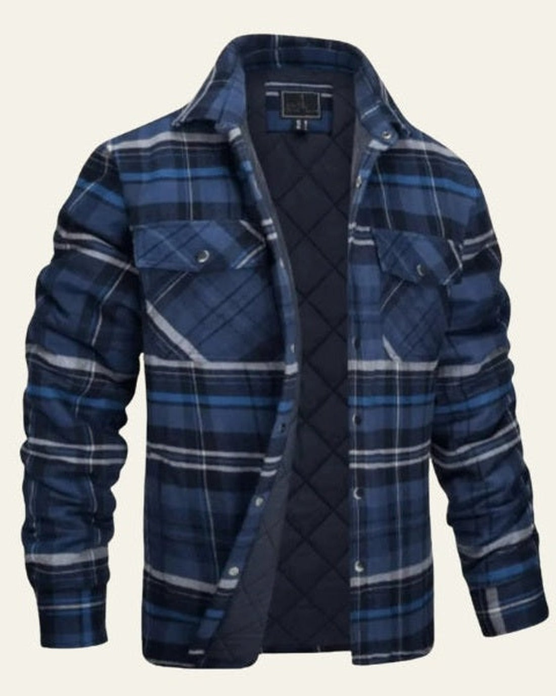 Men's Warm Checked Snap Button Shirt Coat