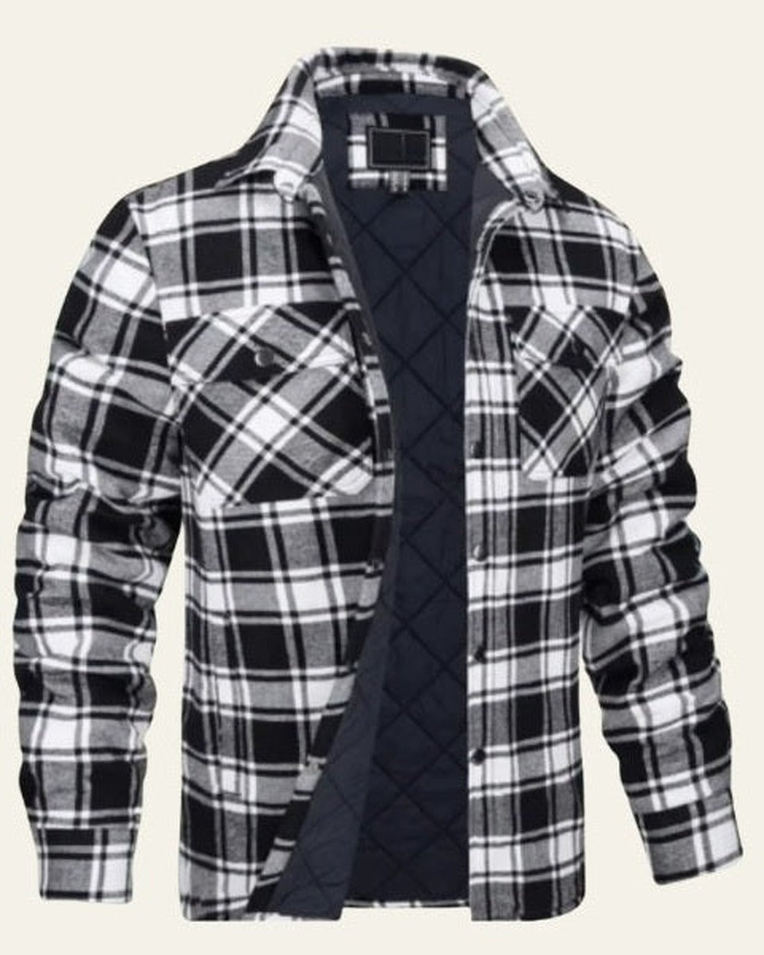 Men's Warm Checked Snap Button Shirt Coat