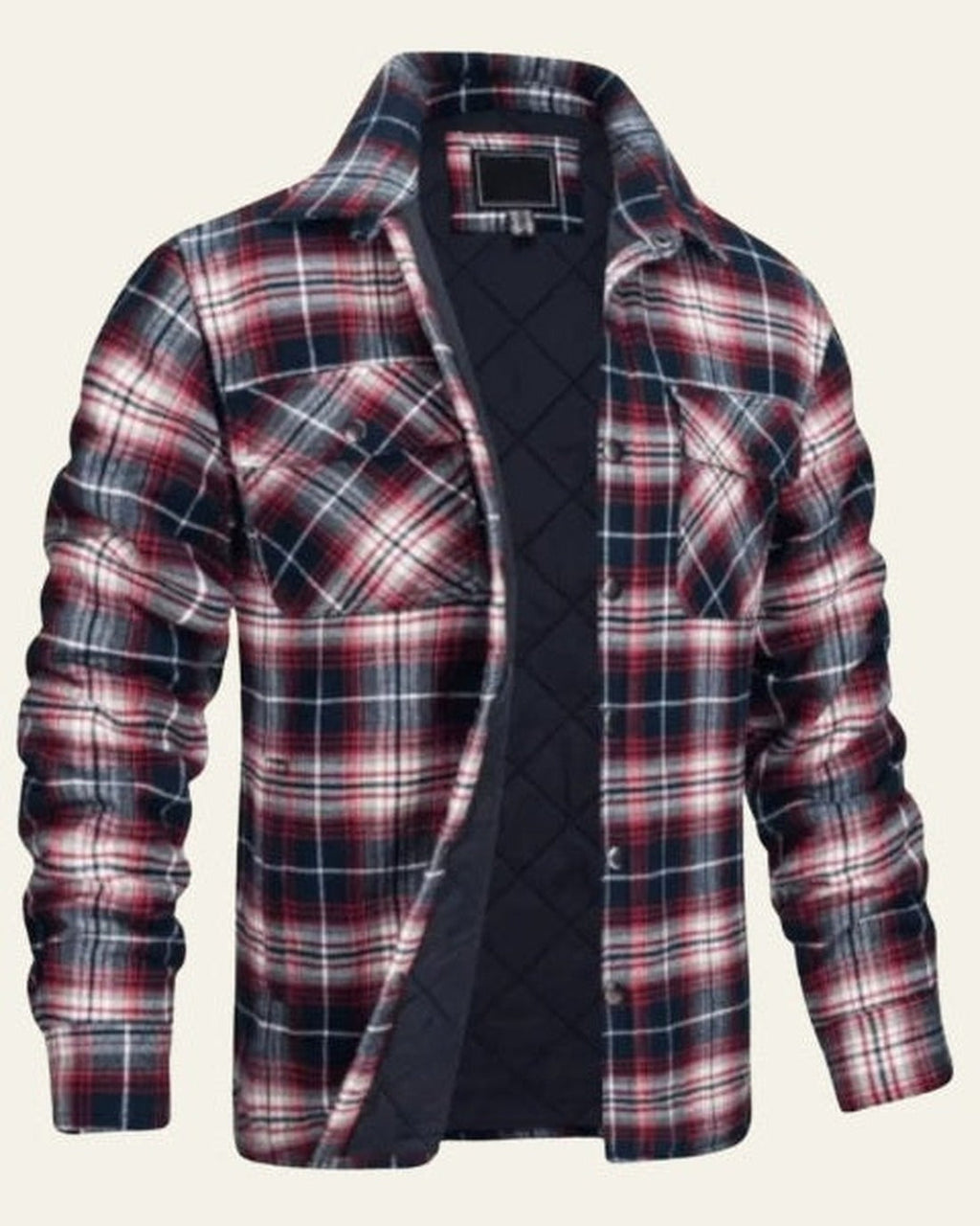 Men's Warm Checked Snap Button Shirt Coat
