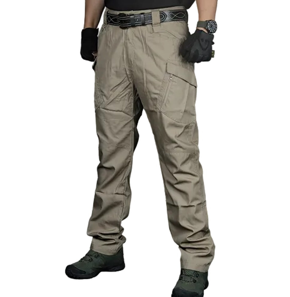 Men's Hiking Cargo Pants with Water-Resistant Fabric and Zip Pockets