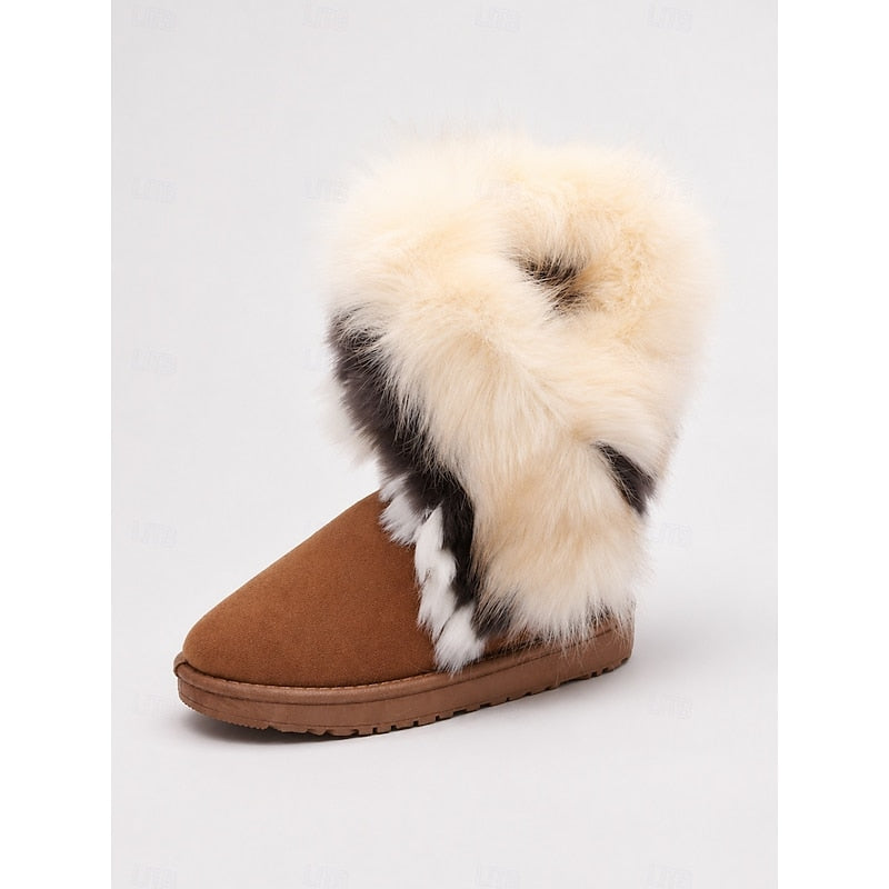 Women's Slip-On Cold Weather Boots with Fluffy Cuff