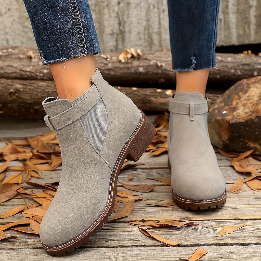 Women's Buckle Strap Pull-On Chelsea Booties