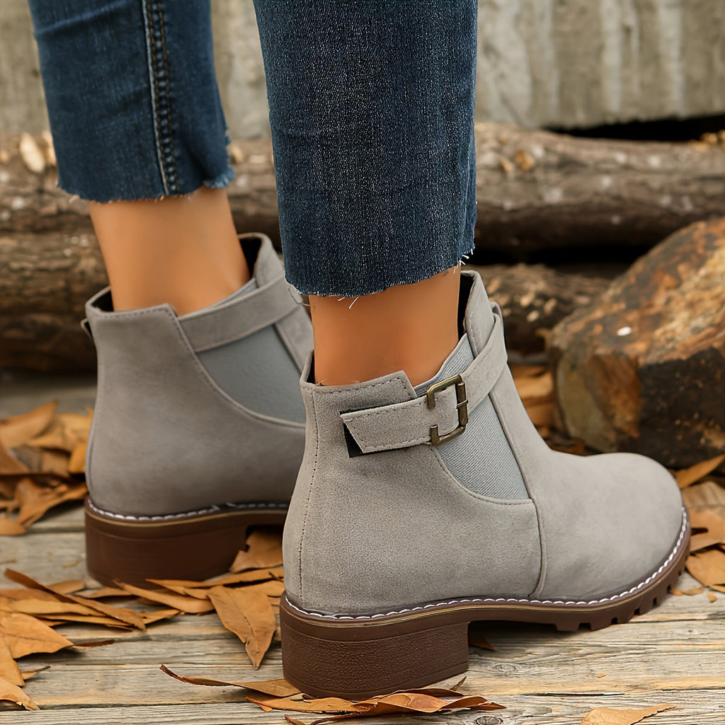 Women's Buckle Strap Pull-On Chelsea Booties
