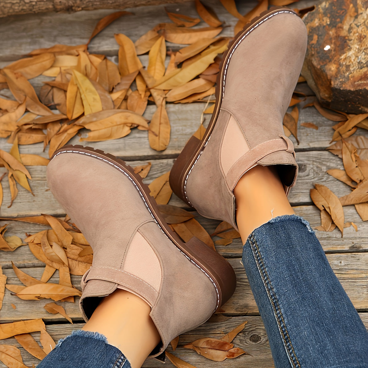 Women's Buckle Strap Pull-On Chelsea Booties
