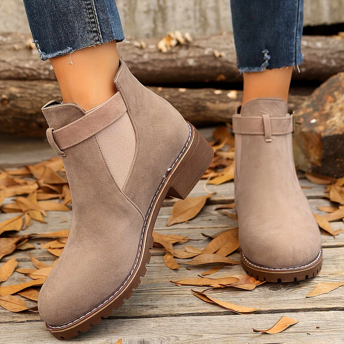 Women's Buckle Strap Pull-On Chelsea Booties