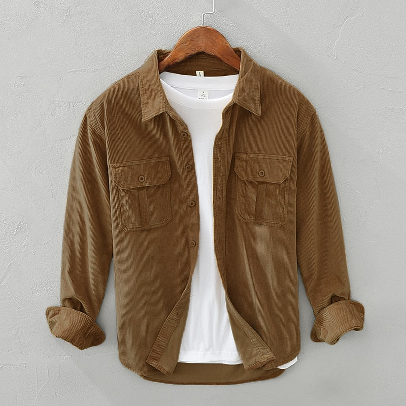 Men's Two-Pocket Textured Button-Front Shirt Jacket