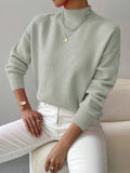 Women's Roll Neck Ribbed Knit Pullover for Layering