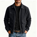 Men's Corduroy Zip Front Utility Coat with Flap Pockets