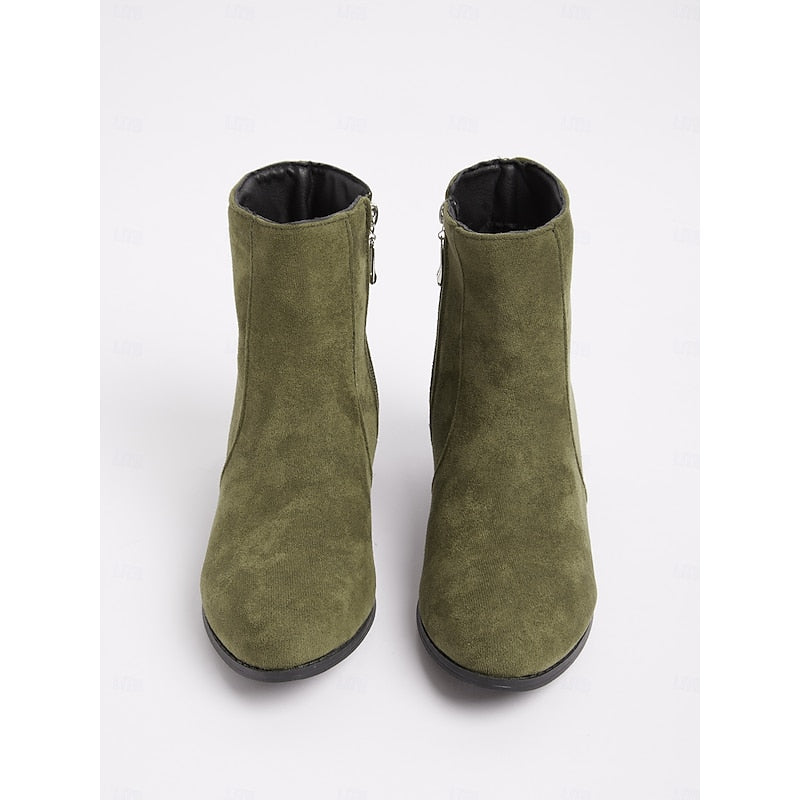 Women's Low Heel Side Zip Tailored Booties