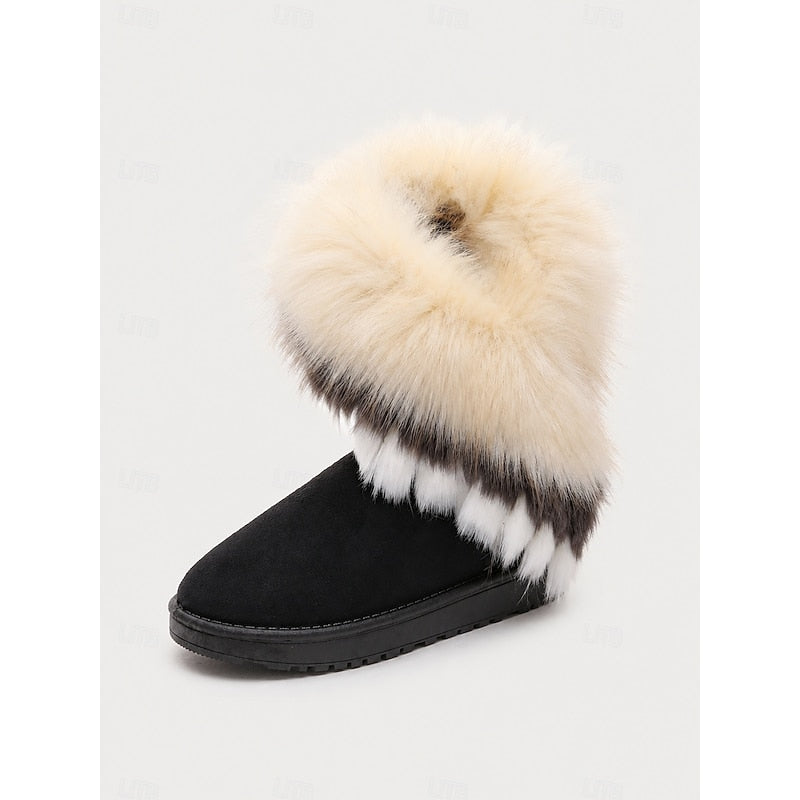 Women's Slip-On Cold Weather Boots with Fluffy Cuff