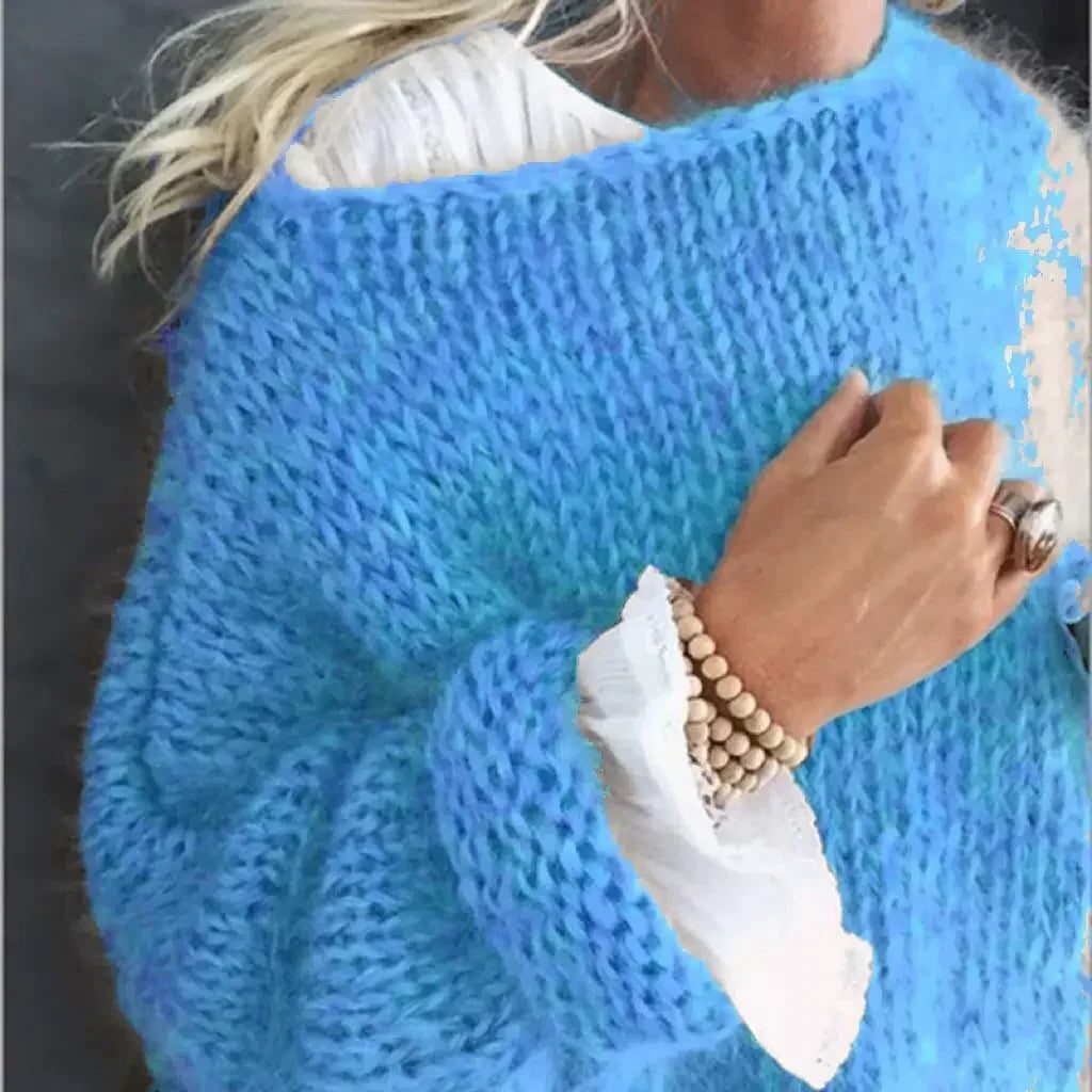 Women's Loose Fit Ribbed Mohair Knit Pullover