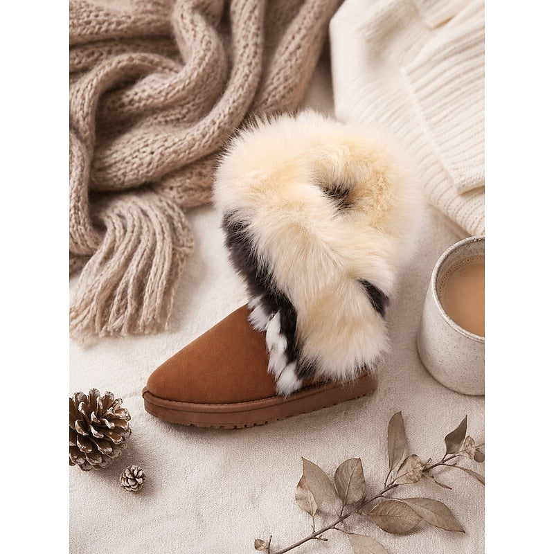 Women's Slip-On Cold Weather Boots with Fluffy Cuff