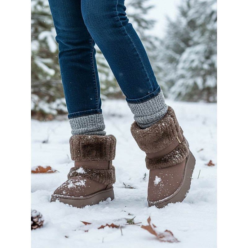 Women's Plush Lined Fur Trim Ankle Booties