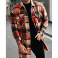 Men's Chest Pocket Checked Overshirt Coat