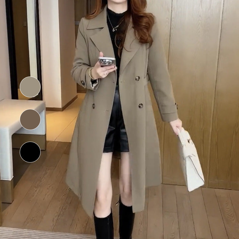 Women's Tie-Waist Belted Classic Trench Raincoat