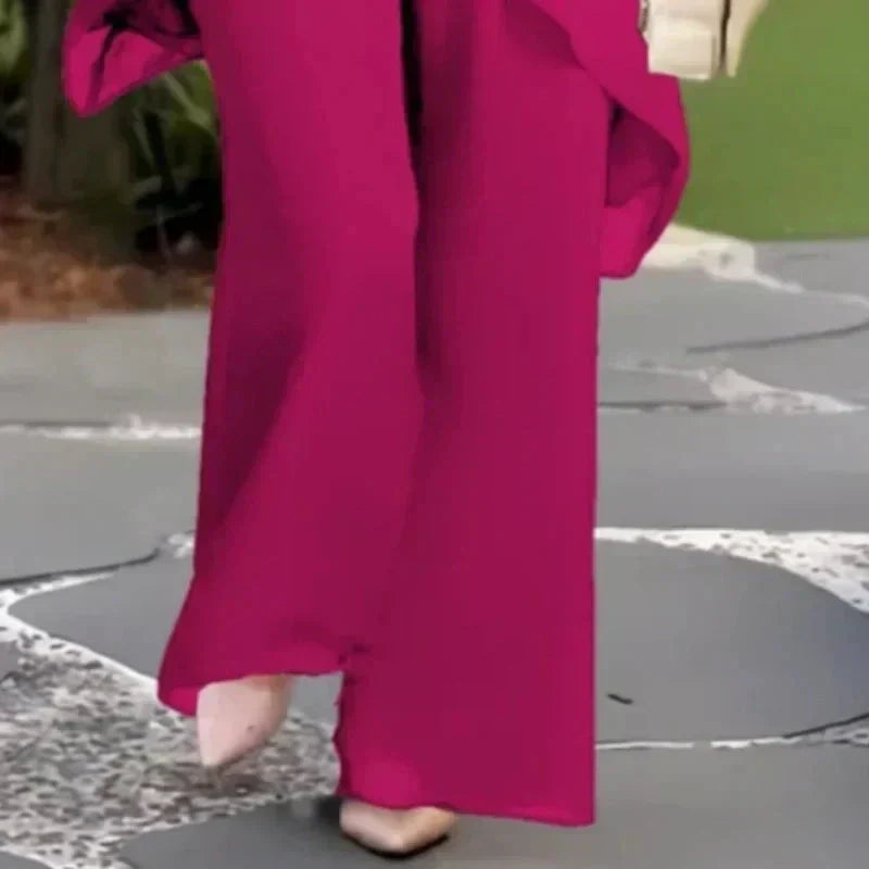 Women's Flowing Palazzo Pants Matching Top Set