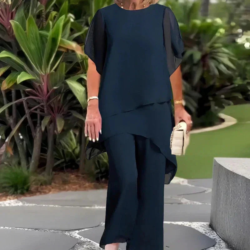Women's Flowing Palazzo Pants Matching Top Set