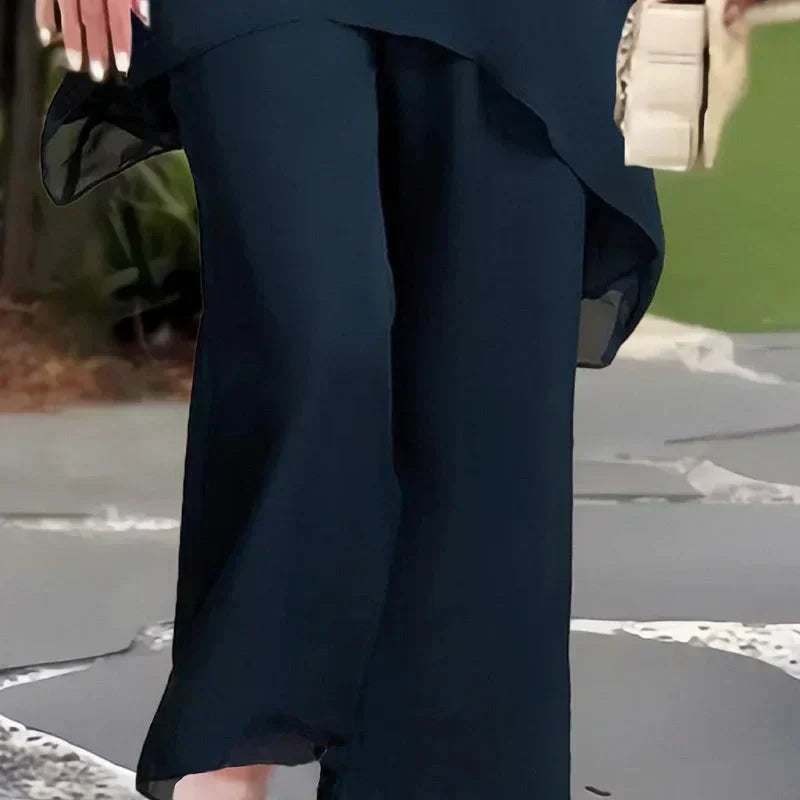 Women's Flowing Palazzo Pants Matching Top Set