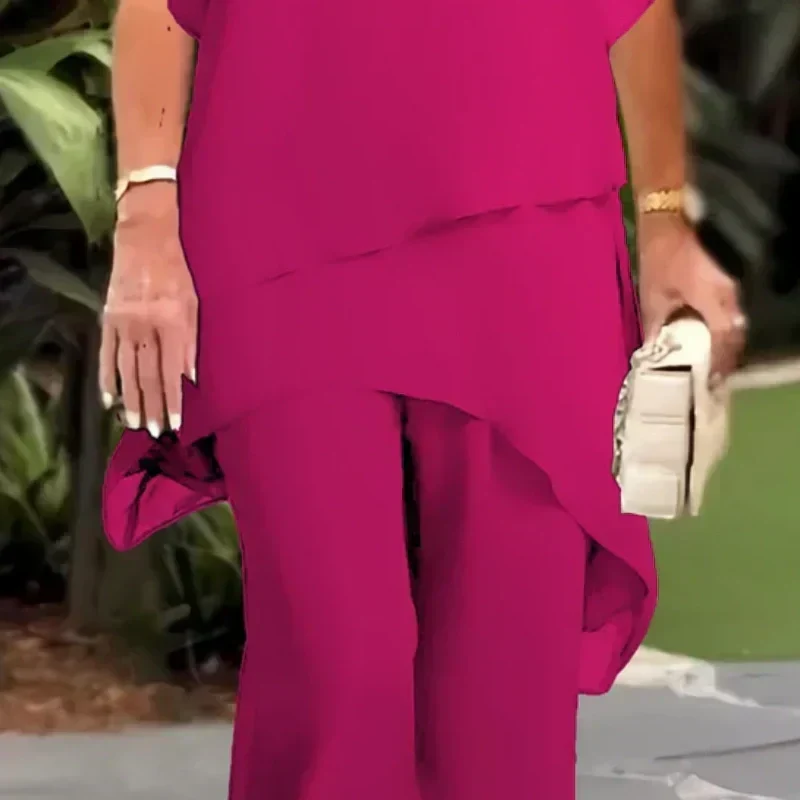 Women's Flowing Palazzo Pants Matching Top Set