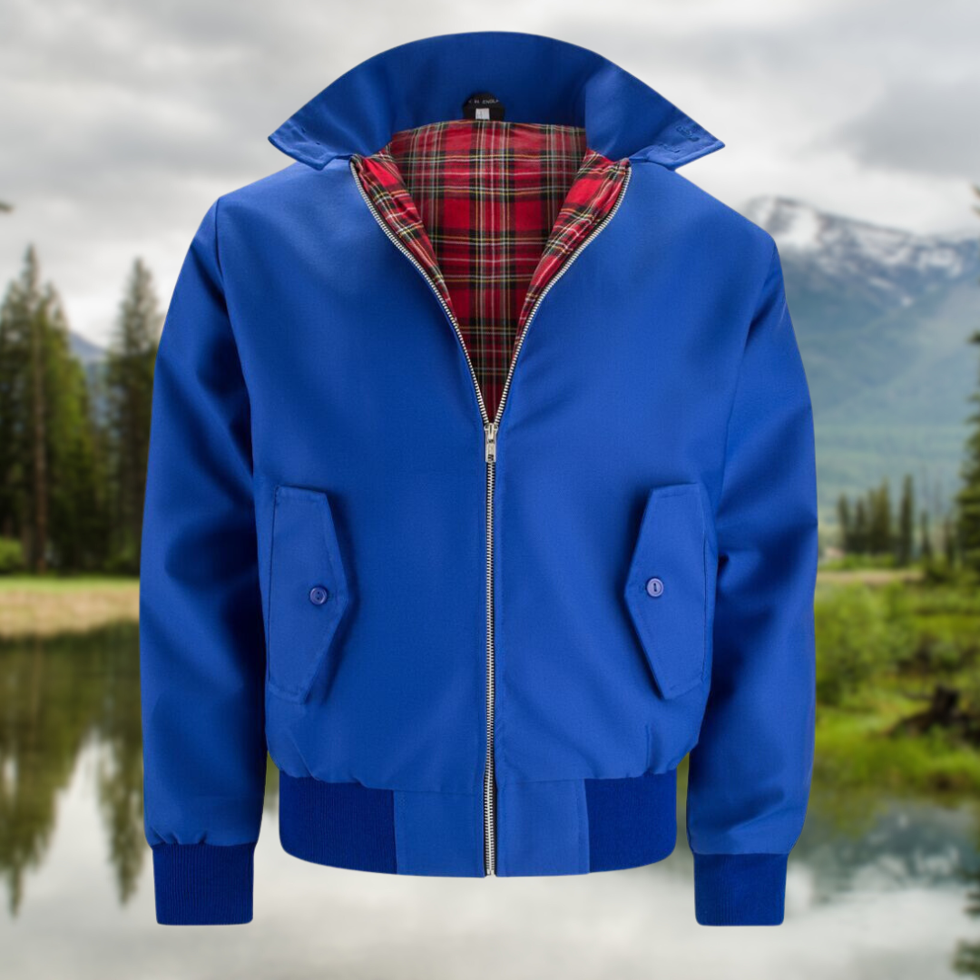 Men's Harrington Zip Front Jacket with Tartan Lining