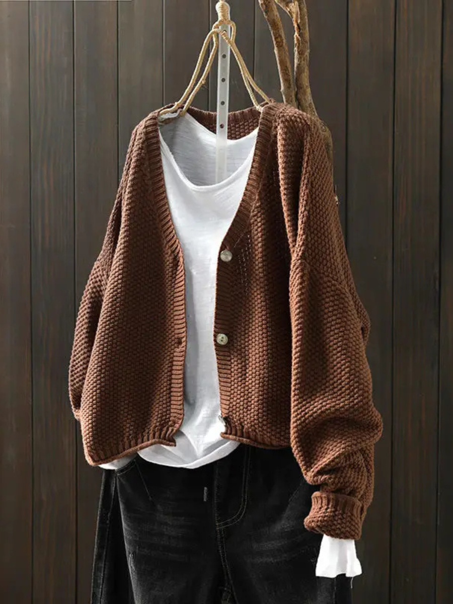 Women's Chunky V-Neck Oversized Knit Cardigan Sweater