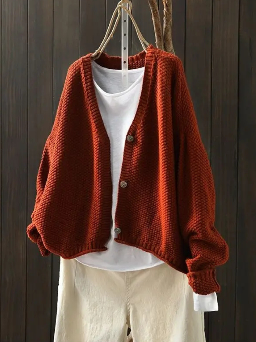Women's Chunky V-Neck Oversized Knit Cardigan Sweater