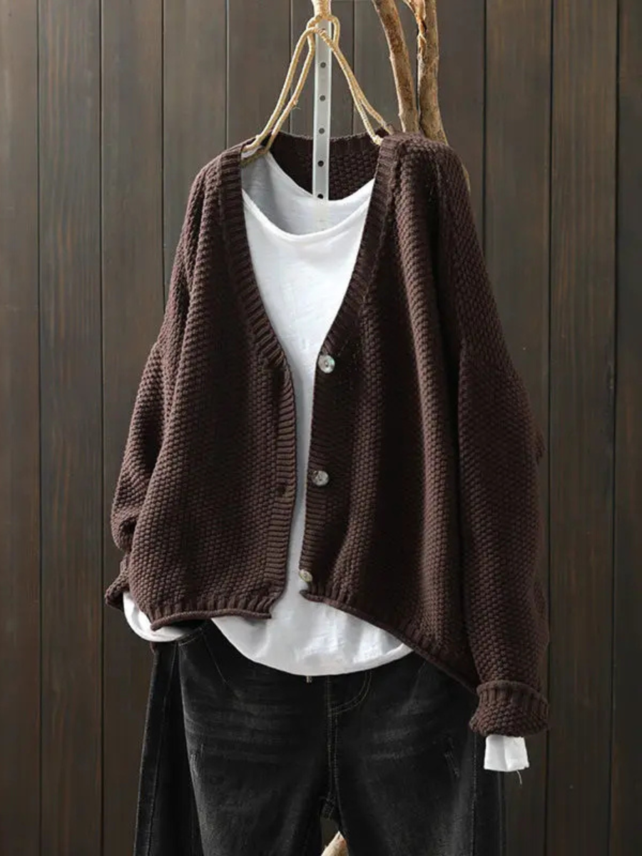 Women's Chunky V-Neck Oversized Knit Cardigan Sweater