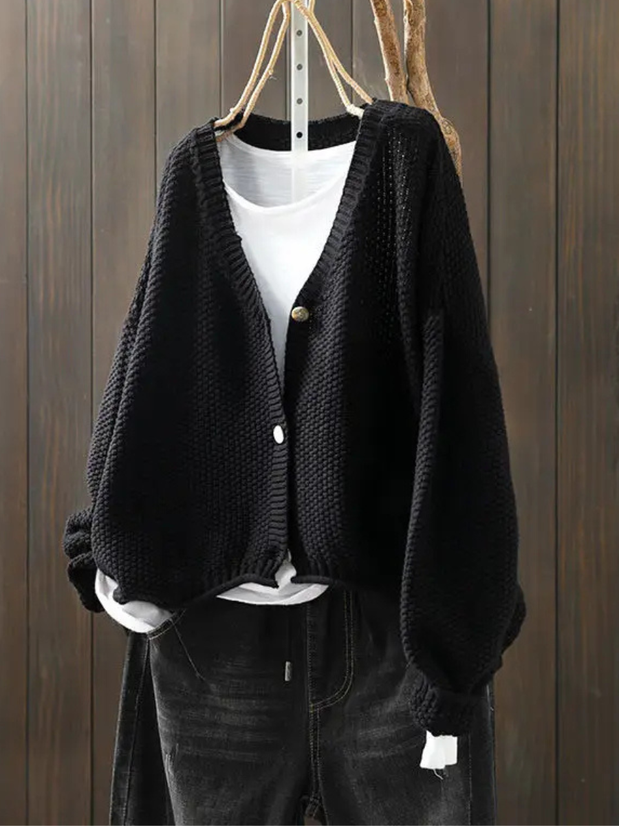 Women's Chunky V-Neck Oversized Knit Cardigan Sweater