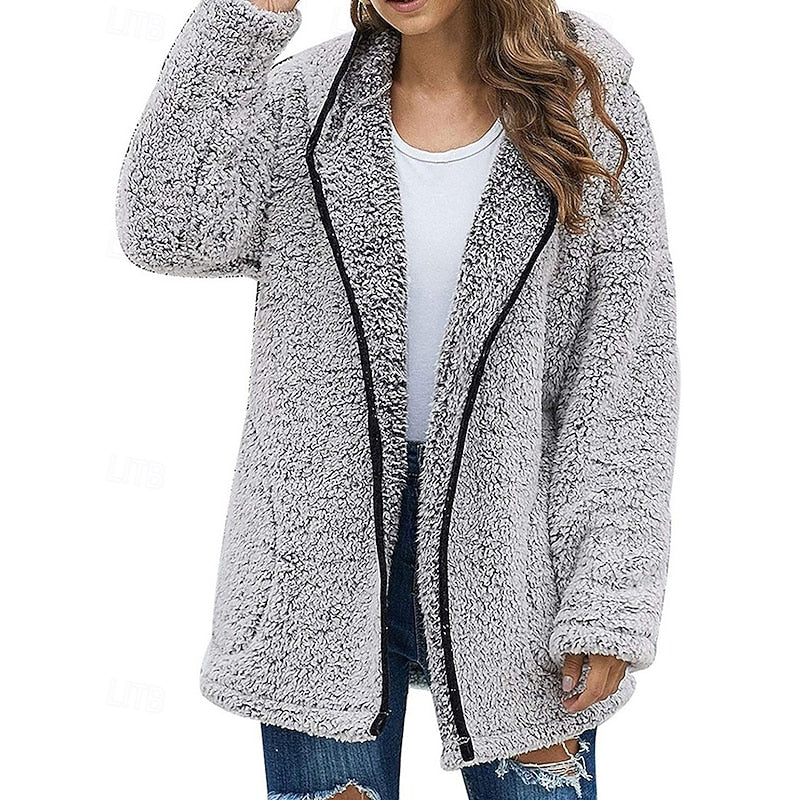 Women's Soft Plush Zip Hoodie Jacket