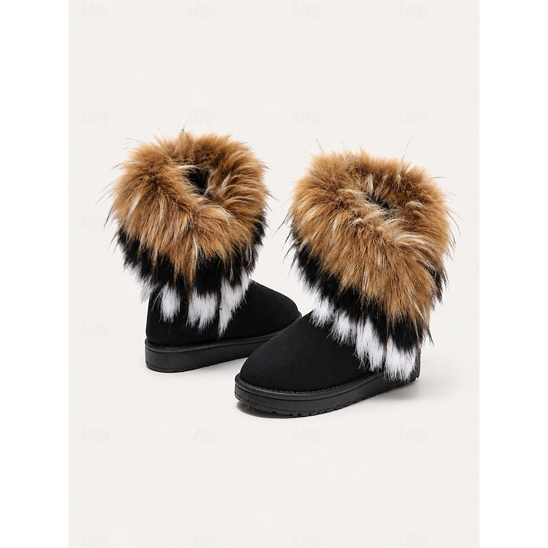Women's Slip-On Cold Weather Boots with Fluffy Cuff