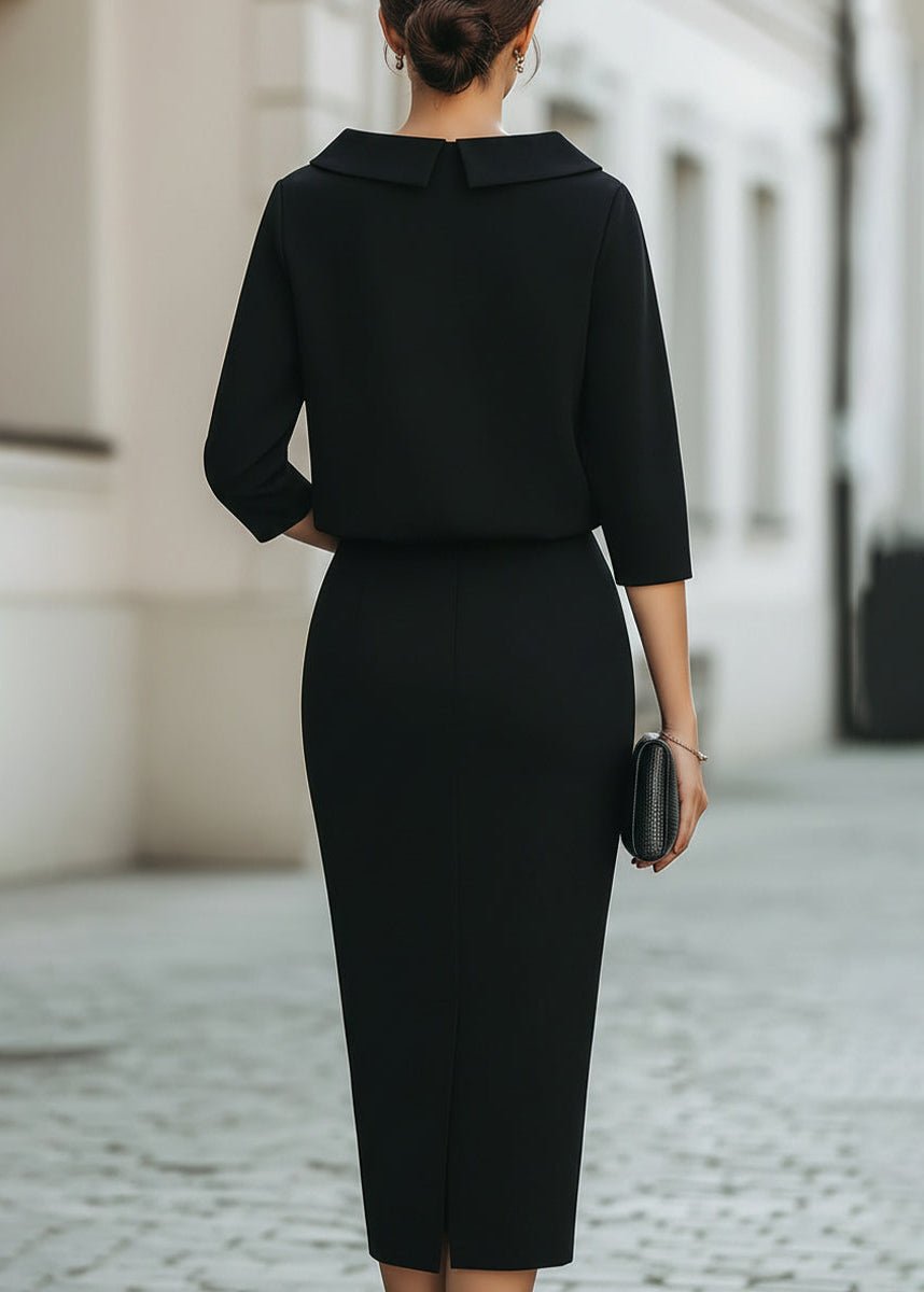 Women's Tailored Boat Neck Top Midi Skirt Two-Piece Set