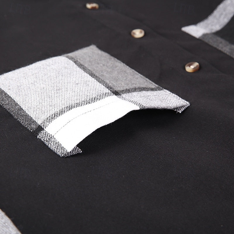 Men's Patchwork Panel Overshirt with Contrast Detailing