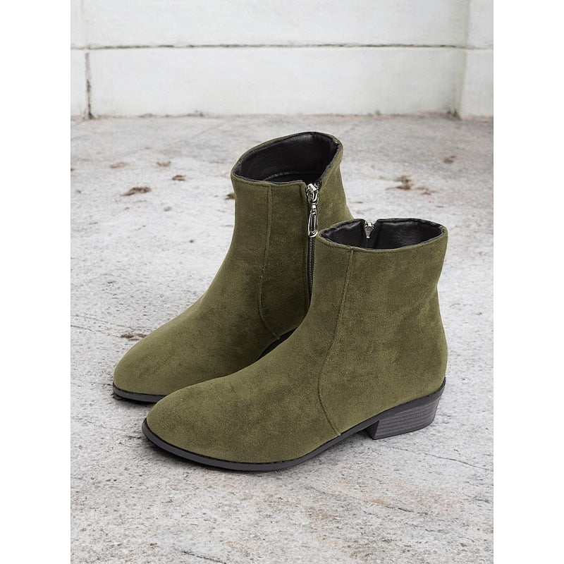 Women's Low Heel Side Zip Tailored Booties
