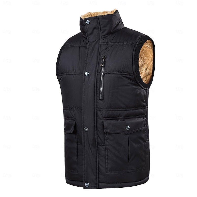 Men's Padded Vest with Plush Sherpa Lining