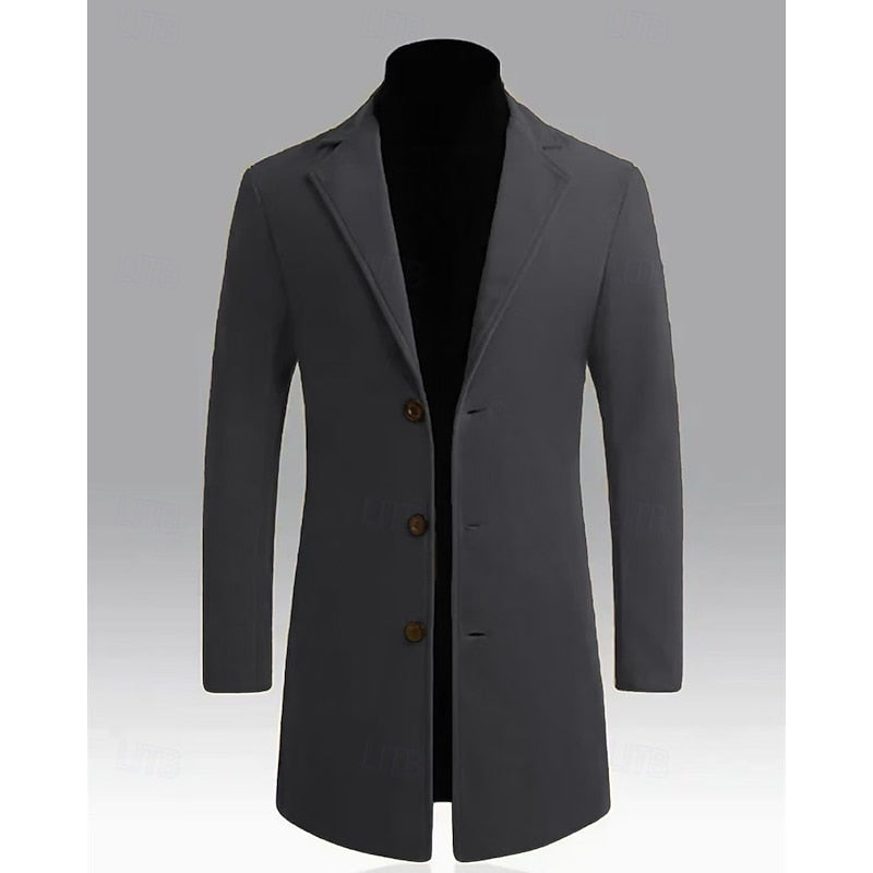 Men's Long Topcoat with Roomy Front Pockets