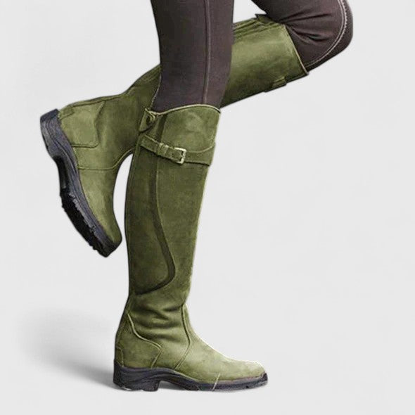 Women's Sleek Structured Buckle Accent Boots
