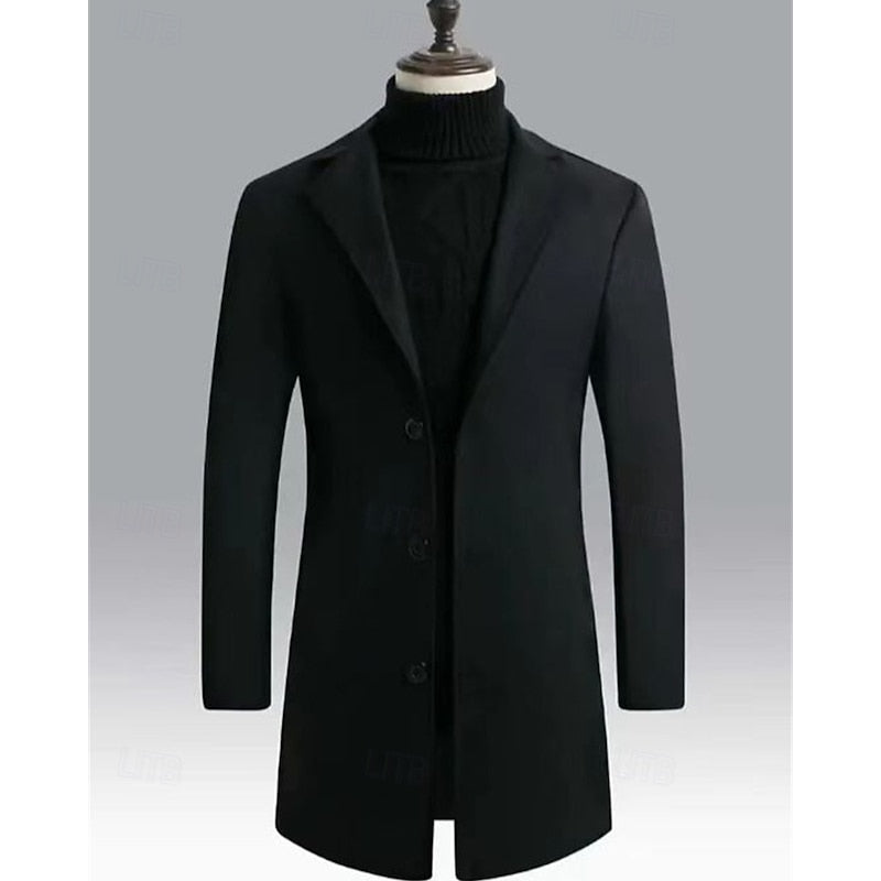 Men's Long Topcoat with Roomy Front Pockets