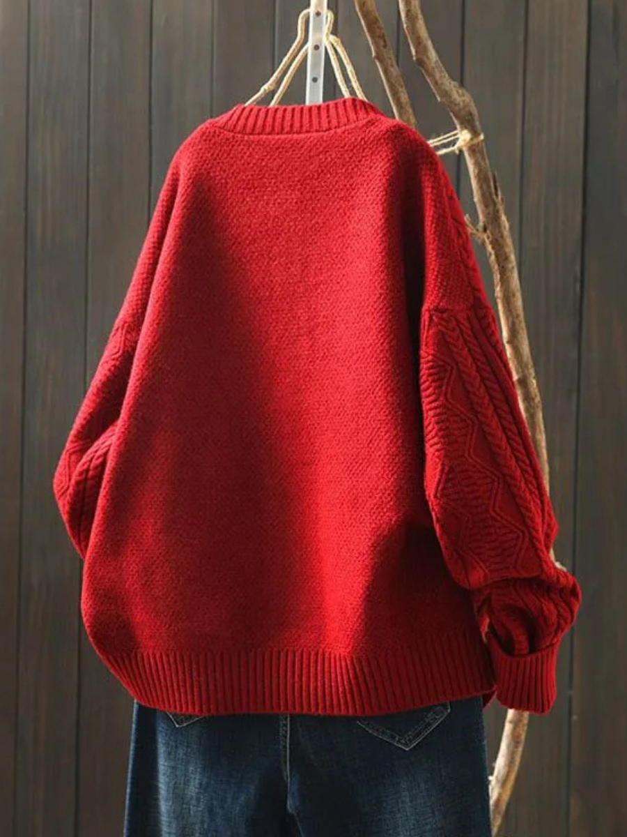 Women's Relaxed Cable-Knit Button-Up Oversized Sweater Cardigan