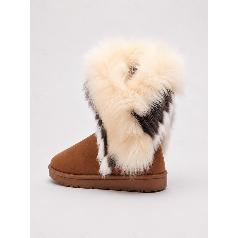 Women's Slip-On Cold Weather Boots with Fluffy Cuff