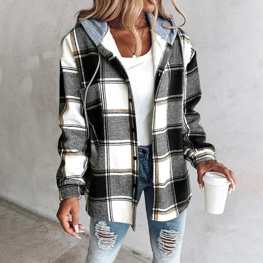 Women's Oversized Plaid Knit Cardigan for Layering